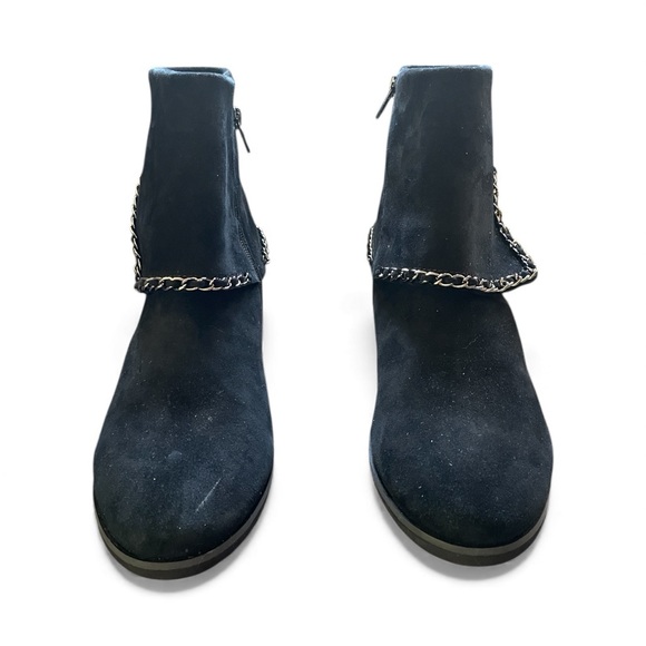 Vaneli Black Suede Ankle Boots with Chain Accent 10 - Picture 5 of 7